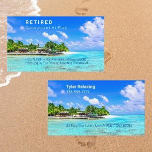 Funny Retired, Tropical Island, DIY Profession Gag Business Card