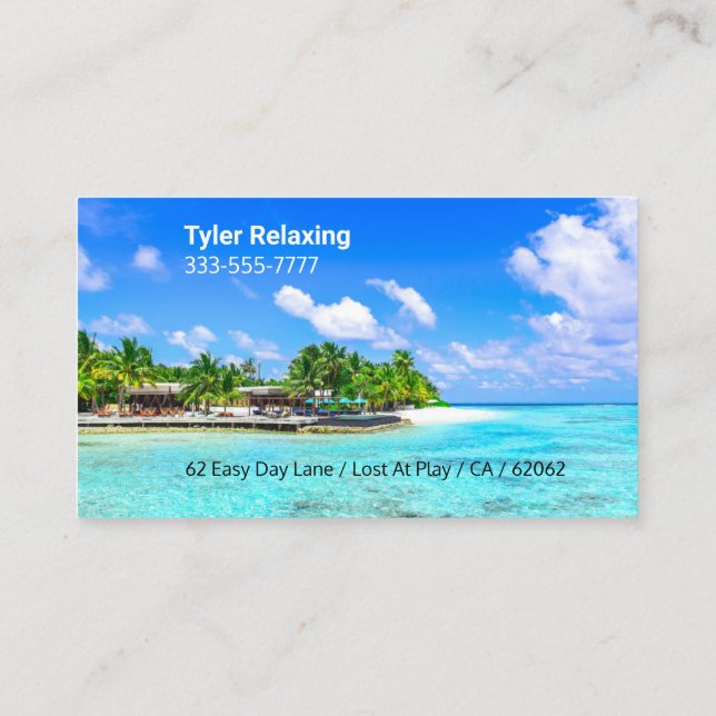 Funny Retired, Tropical Island, DIY Profession Gag Business Card (Back)