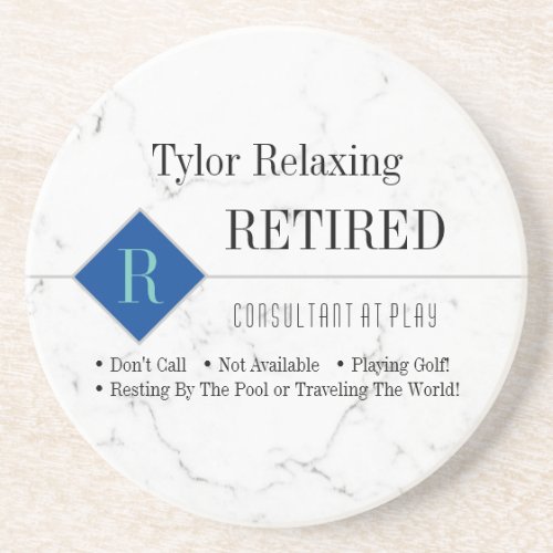 Funny Retired White Marble DIY Profession Gag Coaster