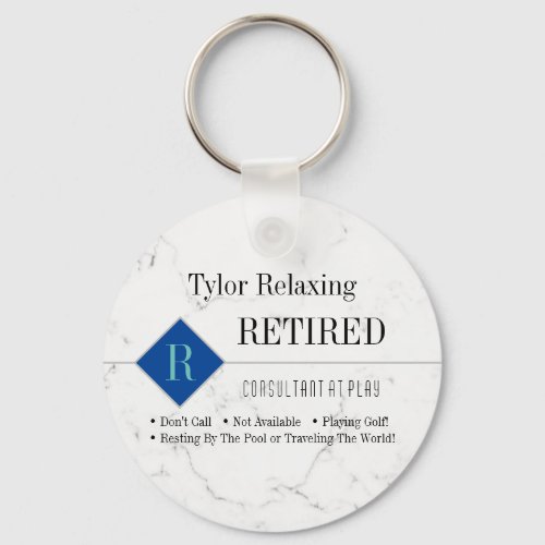 Funny Retired White Marble DIY Profession Gag Keychain