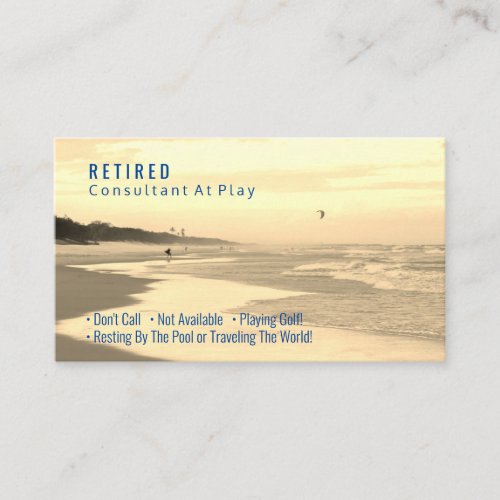 Funny Retired Yel Sunset Beach DIY Profession Gag Business Card