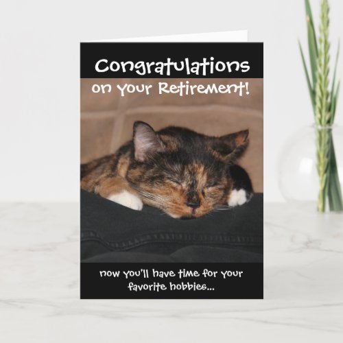Funny Retirement Card Napping Calico Cat Card
