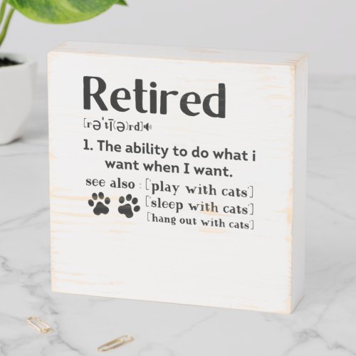 Funny retirement cat mom dad paw lovers gifts wooden box sign