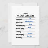 Funny Retirement Dad Weekly Schedule