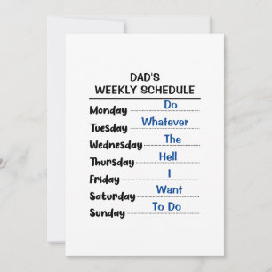 Funny Retirement Dad Weekly Schedule Holiday Card