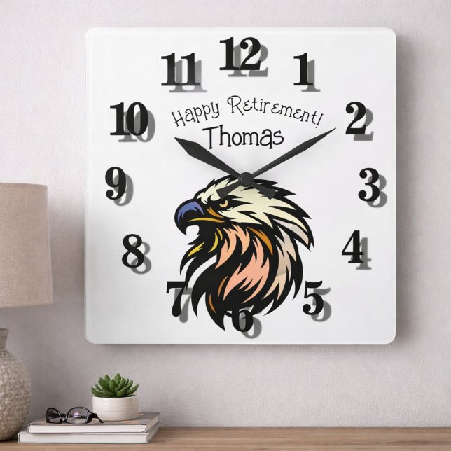 Funny Retirement Eagle Personalized Classic Square Wall Clock (Creator Uploaded)