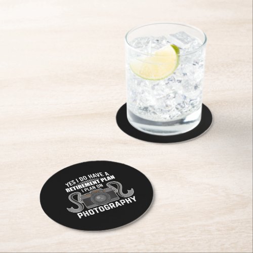 Funny Retirement Gift For Photographer Lover Round Paper Coaster