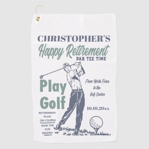Funny Retirement Golfer Theme Retro Golf Golf Towel