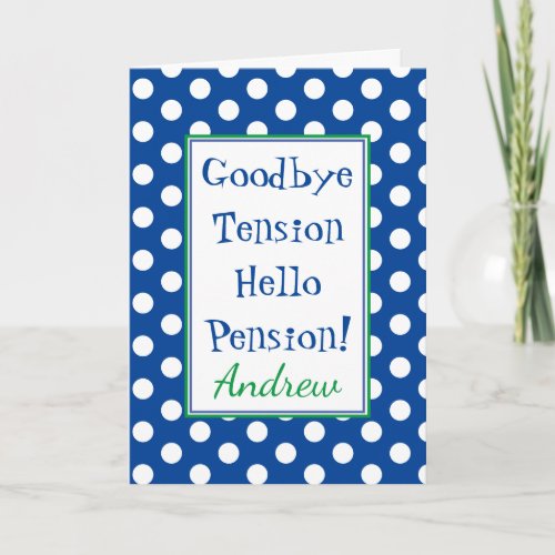 Funny Retirement Hello Pension Blue Card