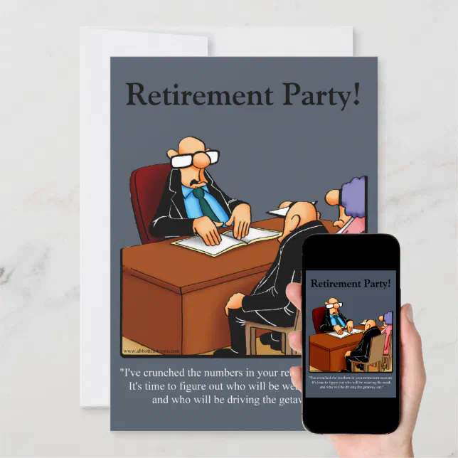 Funny Retirement Humor Party Invitations | Zazzle