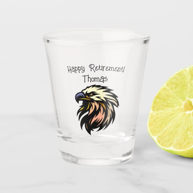 Funny Retirement Joke No More Work Celebration Shot Glass (Front)