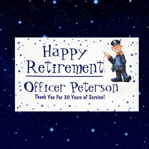 Funny Retirement Party Police Officer Sheriff Banner
