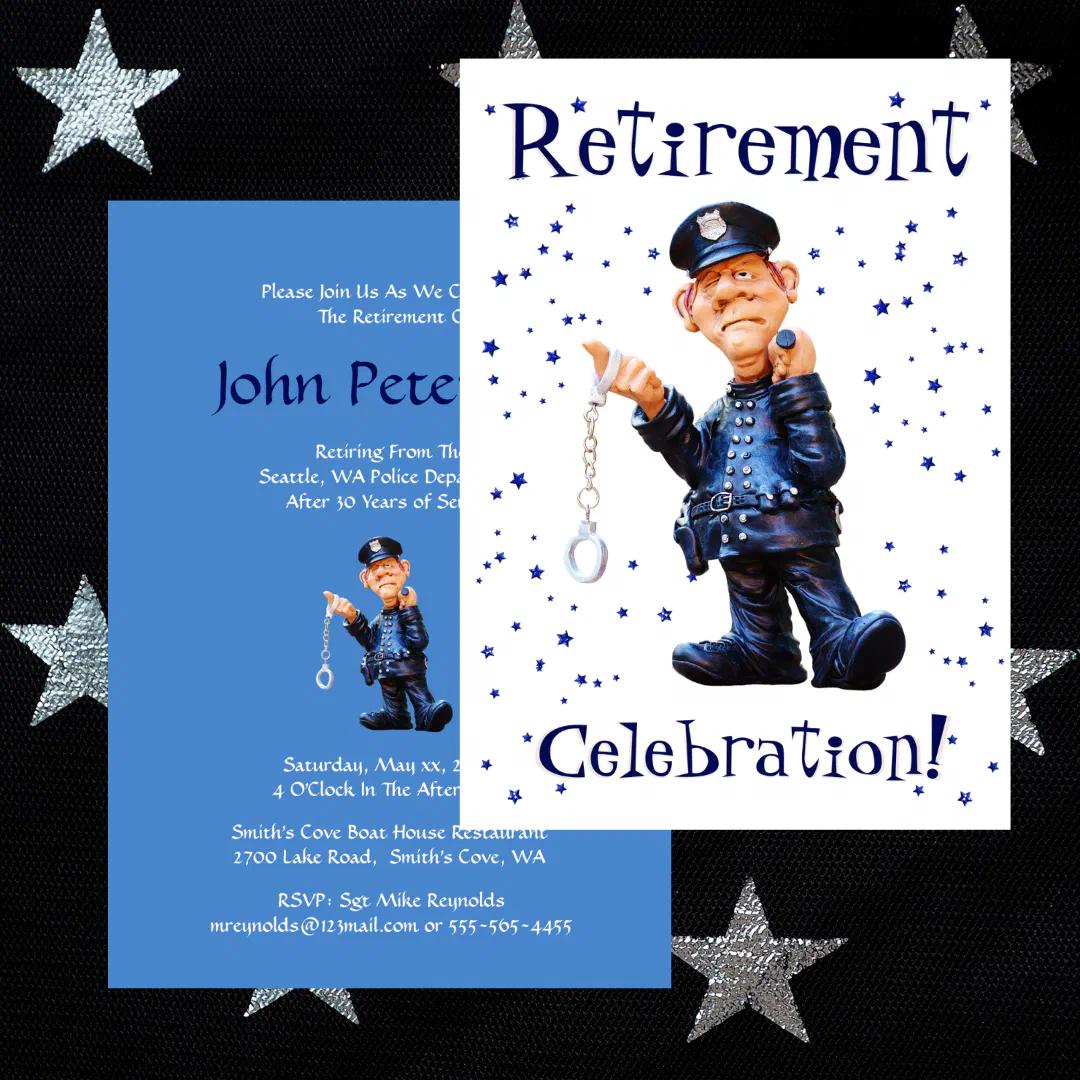 Funny Retirement Party, Police, Officer, Sherriff Invitation (Creator Uploaded)