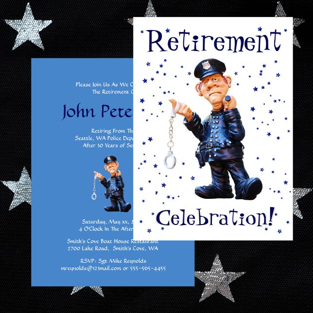 Funny Retirement Party Police Officer Sherriff Invitation (Funny Retirement Party Police  Officer Sherriff Invitation)
