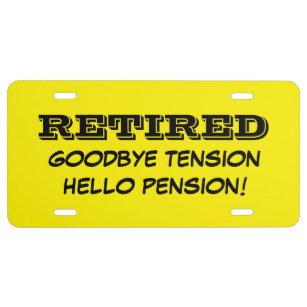 Funny retirement party prop car license plate