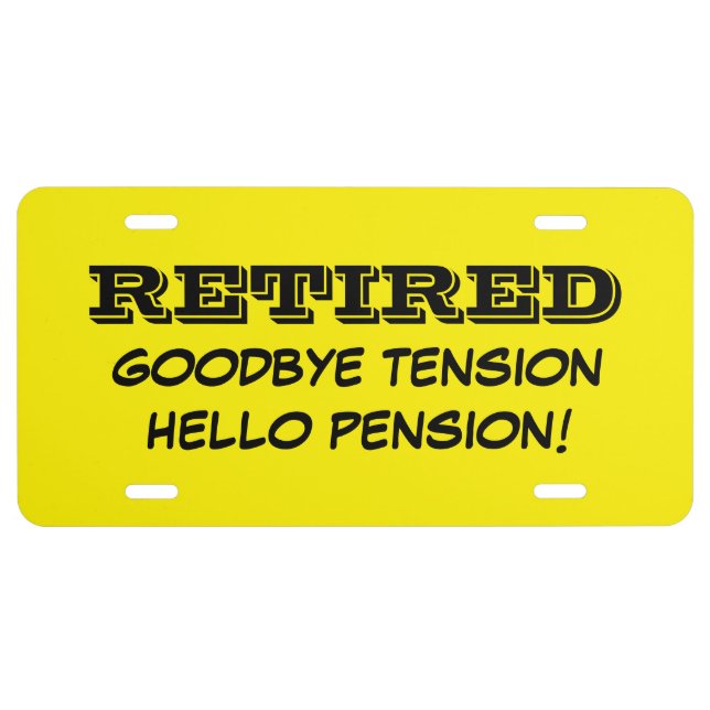 Funny retirement party prop car license plate (Front)