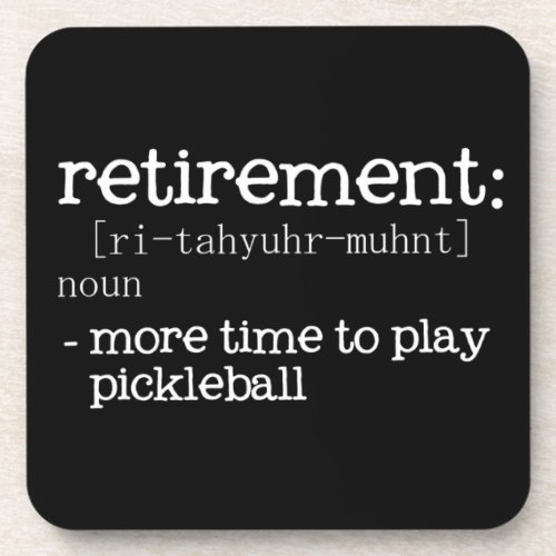 Funny Retirement Pickleball Definition Beverage Coaster