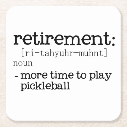 Funny Retirement Pickleball Definition Square Paper Coaster