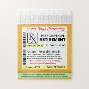 Funny Retirement Prescription RX Jigsaw Puzzle