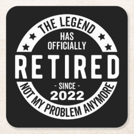 funny retirement, retired, retired firefighter, re square paper coaster