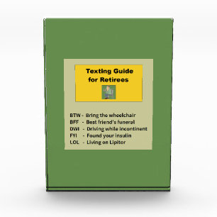Funny Retirement Texting Guide Acrylic Award