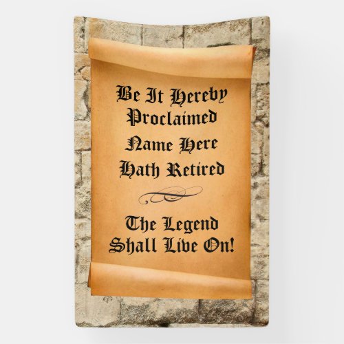 Funny Retirement with ancient scroll on stone Banner