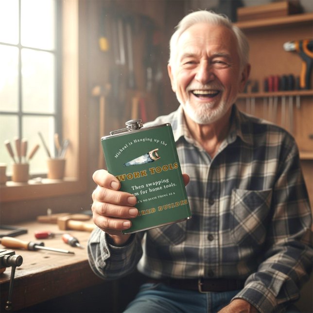 Funny Retirement Work Tools Saw Design Green Flask (Creator Uploaded)