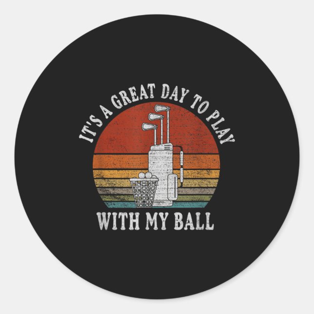 Funny Retre Golf Tee For Men Golf,funny Srt Father Classic Round Sticker (Front)