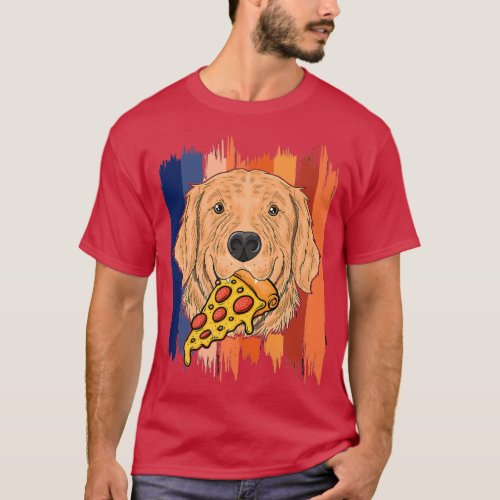 Funny Retriever Dog Face With Pizza Golden Retriev T_Shirt