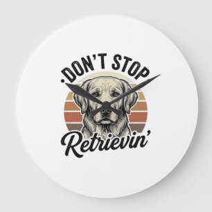 Funny Retriever Dog Vintage Engraving Graphic Tee_ Large Clock
