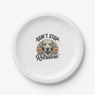 Funny Retriever Dog Vintage Engraving Graphic Tee_ Paper Plates
