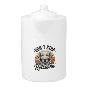 Funny Retriever Dog Vintage Engraving Graphic Tee_ Teapot