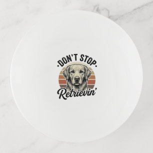 Funny Retriever Dog Vintage Engraving Graphic Tee_ Trinket Tray