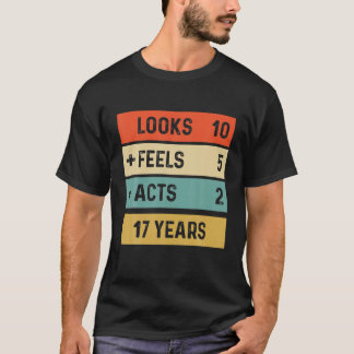 Funny Retro 17Th Birthday 17 Years Old Born In 200 T-Shirt
