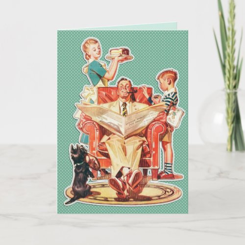 Funny Retro 1950s Fathers Day Custom Message Card