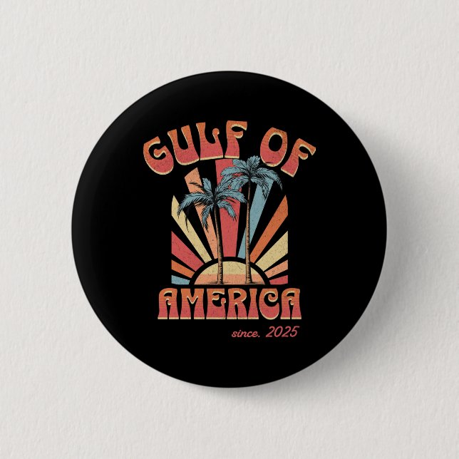 Funny Retro 2025 Grunge Design, Gulf Of Usa Americ Button (Front)