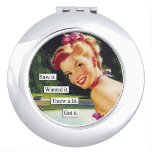 Funny Retro 50's Housewives Throw A Fit Compact Mirror