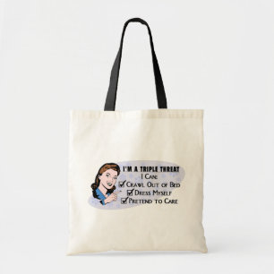 Funny Retro 50's Sarcastic Woman: Triple Threat Tote Bag