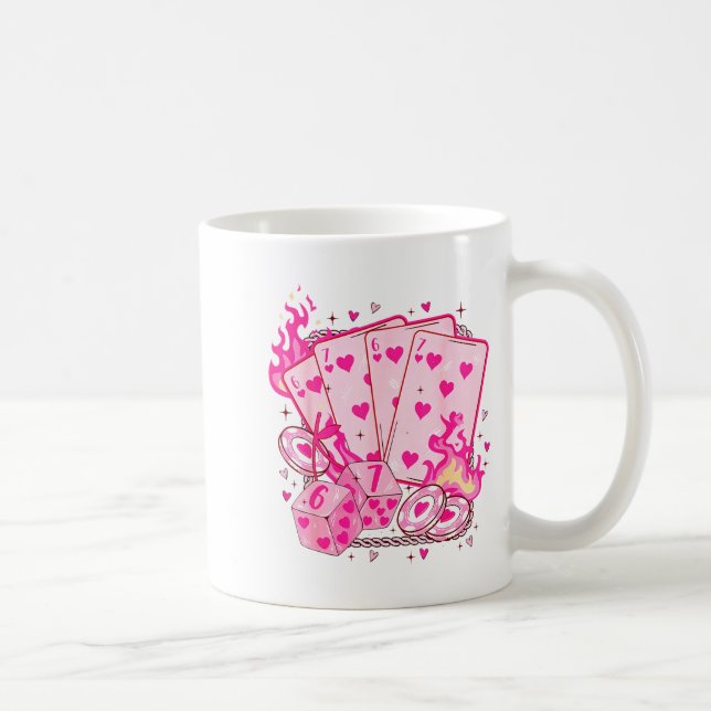 Funny Retro 6 7 Valentine Love Hearts Playing Card Coffee Mug (Right)