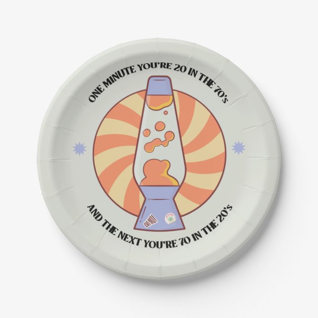 Funny Retro 70's  Paper Plates (Front)