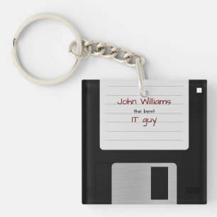 Funny Retro 80s Computer Floppy Disk Keychain