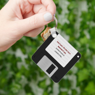 Funny Retro 80s Computer Floppy Disk Keychain