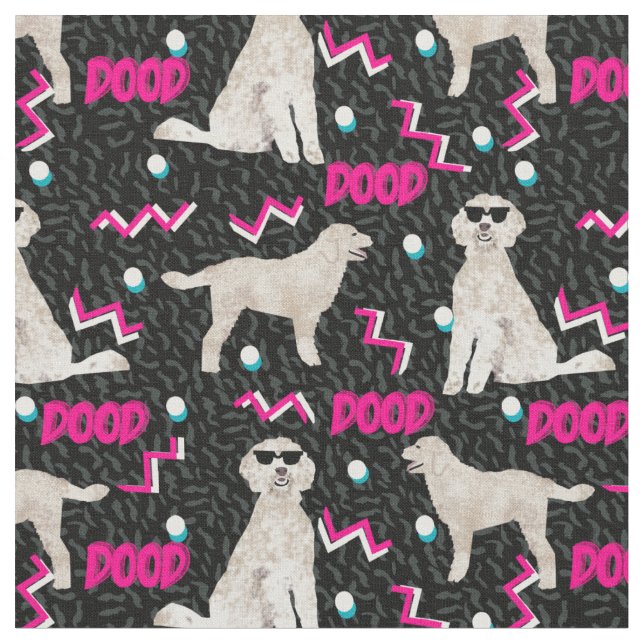 Funny Retro 80s Goldendoodle dood fabric (Close Up)