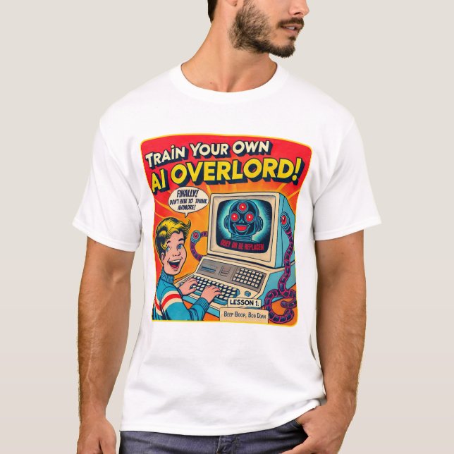 Funny Retro AI Tee Train Your Own AI Overlord (Front)