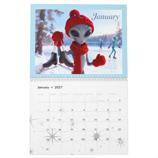 Funny Retro Alien Calendar – Aliens Among Us (Jan 2027)