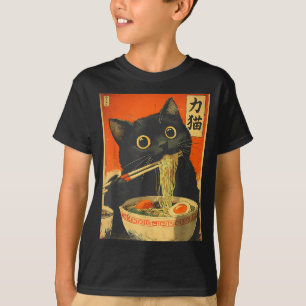Funny Retro Anime Cat Ramen Japanese Cat Graphic A T-Shirt
