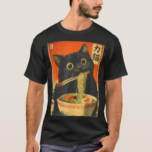 Funny Retro Anime Cat Ramen Japanese Cat Graphic A T-Shirt
