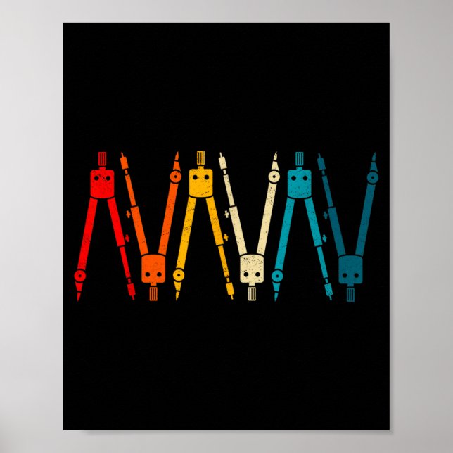 Funny Retro Architect Comp Rainbow Design  Poster (Front)