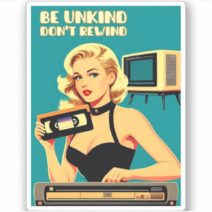 Funny Retro Art Style 80s Don't Rewind VHS Tape Sticker