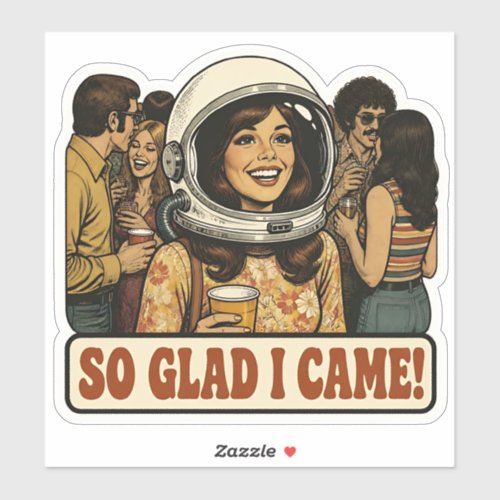 Funny Retro Astronaut Introvert Party Design Sticker